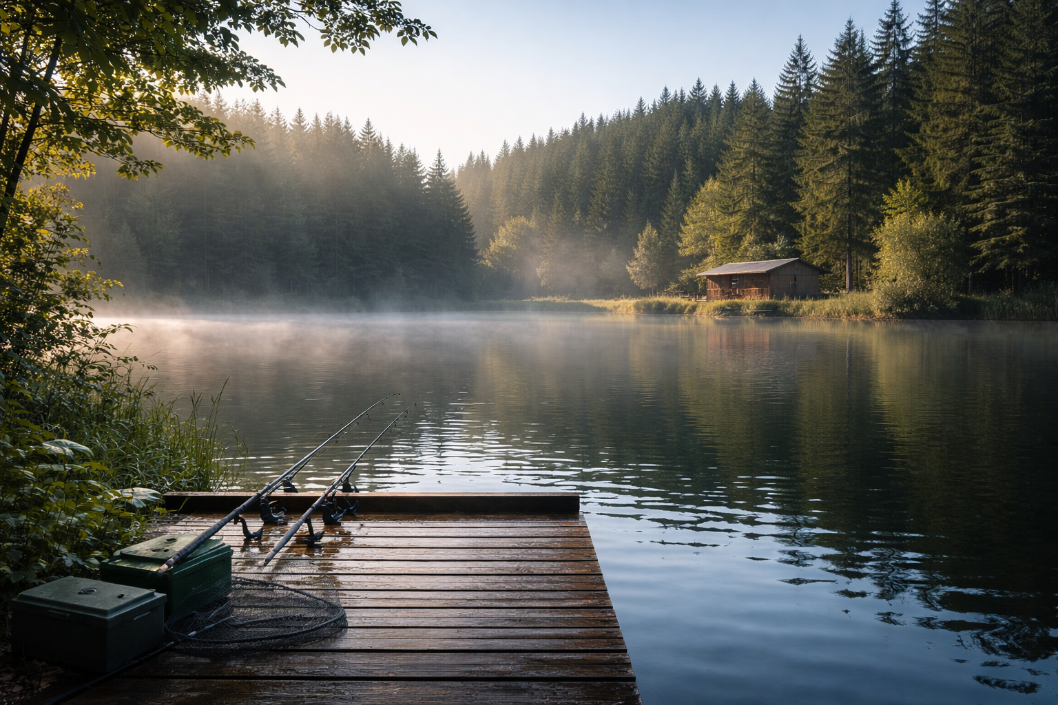 Morgendämmerung am See